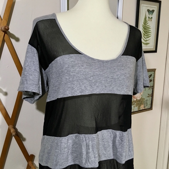 BRANDY MELVILLE Black Mesh Oversize Tee Size Small - Picture 3 of 5